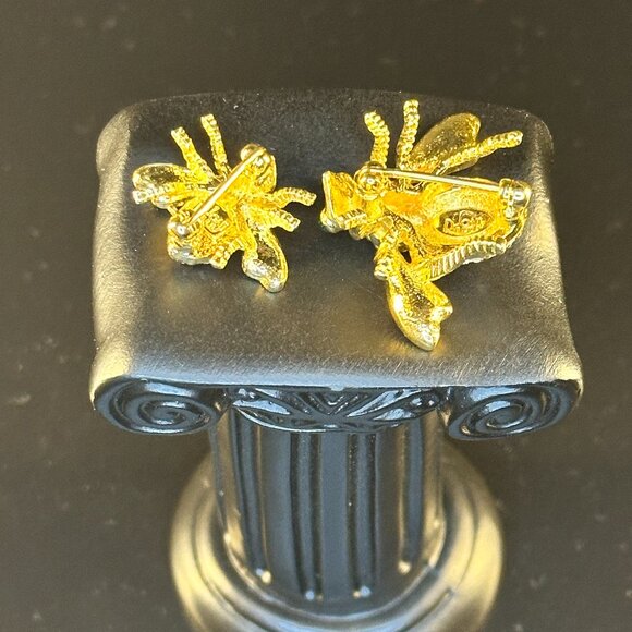 2 vintage Joan Rivers golden crystal bumblebee brooches - Picture 3 of 4
